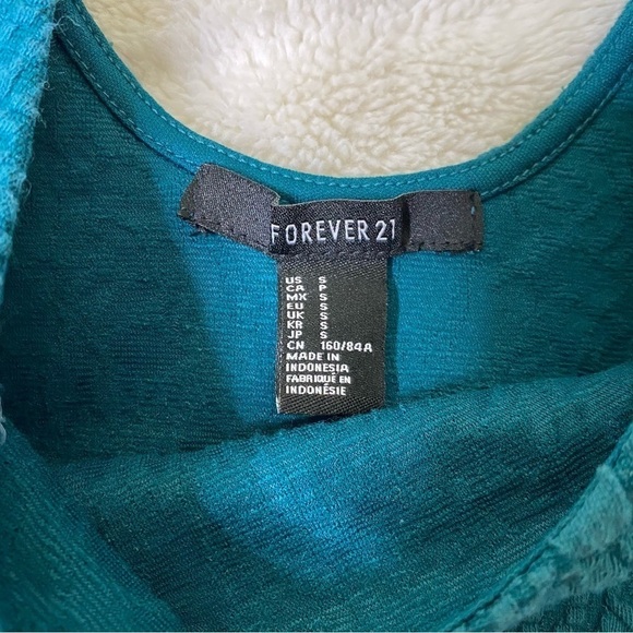 Forever 21 Teal Blue Rose Pattern Embroidered Lace Bodycon Mini Dress Nwt Size S - Picture 13 of 13